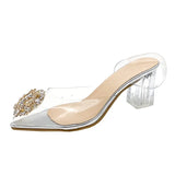 Breakj Fish Mouth Sandals Women 2025 Spring And Summer New Fashion Water Drill Buckle Transparent High-Heeled