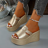 Breakj Pine Cake Word Cool Slippers Women's Summer New Large-Size Slopes And Sandals Fish Mouth High Heel
