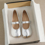 leather split toe flat shoes woman mary janes tabi ninja flats female cozy dress shoes ankle belt moccasins plus size
