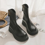 Boots Women Autumn / Winter 2024 New Thick Bottom Black Fashion Martin Boots Women Show Thin Soft Leather Women