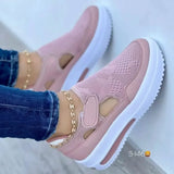 Women Vulcanized Sneakers Platform Solid Color Flats Ladies Shoes Casual Breathable Wedges WalkingSneakers Zapatillas