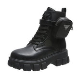 Breakj 2024 New Tling With Round Head Thick-Bottomed Short-Singular Boots Female British Style Fashion Martin