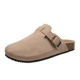 Breakj Head Slippers Female Couple Drag Wish Large Belt Buckle Decorated Roman Shoes Half Dragged Lazy Women Shoes
