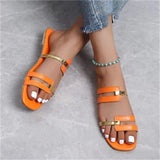 Breakj Women's Shoes Slippers 2025 Summer New Large-Size Color Flat Cool Slippers
