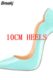Curl Upper Women Patent Pointed Toe Stiletto High Heels Sexy Ladies Party Dress Shoes Club Dance Pumps Plus