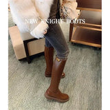2021 New Winter Women Knee-High Riding Equestrian Boots Leather Platform Shoes Woman Long Boots Office Lady