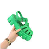 Breakj Roman Women's Sandals Women's 2023 New Summer Breathable Bag Head Height Anti-Slip Coarse Heel Hollow Women's