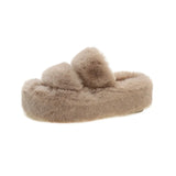 Breakj Tide Slew Soft 7Cm External Wear Hairy Slippers Women Flat-Bottom One-Word Drag Autumn New