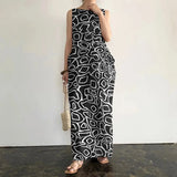 Oversized Casual ZANZEA Loose Vestido Maxi Long Robe Femme 2022 Summer Sleeveless Beach Sundress Bohemian Printed Women