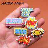Shipping Crock Charms Accessories Custom Cute Cartoon PVC Shoe Croc Buttons Sandals Charm Decoration BANG OMG POW NOOB