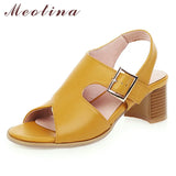 Summer Sandals Women Shoes Buckle Thick High Heels Party Shoes Fashion Open Toe Sandals Lady Yellow 2020 Plus Size