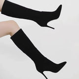 Knee Boots Female Wear Autumn And Winter New Small Fashion Casual Thin Velvet Pointed Knight