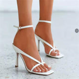 Summer Women Classics High Heels Sandals Women Strap White Sandals Ladies Fashion Slip on Sandals Thin Heels Sexy Sandals