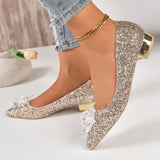 Spring and Autumn New Fashion Outwear Sequin Face Pointed Women's Large Shallow Mouth Single Shoes High Heels