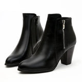 Women Ankle Boots Fashion PU leather Boots High heel 8cm Ladies shoes Side Zipper Short Boots for Women Shoes Drop