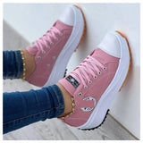 Breakj New Shoes Children's Spring And Autumn Canvas Shoes Breathable High Help Casual Women's Shoes Thick Soles Lace Height
