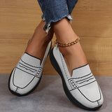 Autumn Breathable Mesh Geometric Wedges Sneakers Slip-On Low Heel Square Toe Lazy Shoes Vulcanized Loafers Zapatos De