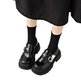 Breakj Spring Style Mary Jane Shoes Women's Shoes Pure Color Love Button Fashion Cute And Versatile Small Leather Shoes Super Height