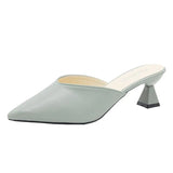 White Elegant Office Shoes Women Temperament High Heels 5CM Slip on Sandals Slip-on Comfortable Ladies White Women