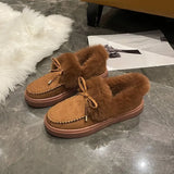 Breakj Boots Women Winter Round Head Thick Soles Plus Velvet Thick Cotton Shoes Women Sewing Shoes Snow Boots