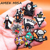 Horror Shoe Accessories Werewolf Grim Reaper Ghost Mummy Witch Vampire Scarecrow Croc Charms fit Jibz Kids Party