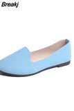 Women Ladies Slip On Flat Shoes Comfortable Casual Shoes Solid Fashion Loafers Female Pointed Toe Plain Flat Shoes Ballet