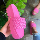 Breakj Thick Bottom Slippers Women Wear Loose Cake And Medium And Cold Slippers One