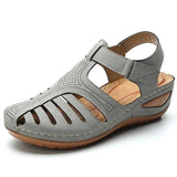 Summer Vintage Wedge Sandals Buckle Casual Sewing Women Shoes Female Ladies Platform Retro Sandalias Plus