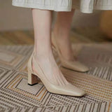 Spring / Summer 2024 Fashion Commuter Single Shoes Women's Thick Heel Women's Shoes Hollow Square Head Retro Fairy High