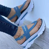Breakj Summer Large-Size Slope Heel Buckle With Sandals Southeast Asia New Wearing Roman