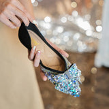 women pointed toe colorful glitter ballet flats pearl beading bowknot moccasins ladies designer crystal flat shoes comfy