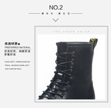 Botas Women Motorcycle Ankle Boots Wedges Female Lace Up Platforms Spring Black Leather Oxford Shoes Woman 2021 Botas