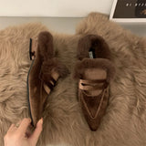 Women Thick Fur Winter Slippers Warm Shoes Slippers Platform Heels Casual Cotton Home Slides Boots 2023 New Plush Women