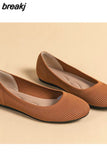 Women's flat Shoes Zapatos De Mujer Autumn Round flat Shoes Loafers Ballerine Femme Knitting Weave Casual Black Ladies