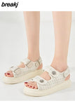 Size 35-40 Women Wedges Sandals Luxury Brand Medium Heels Summer Shoes For Women 2023 Fashion Platform Sandal