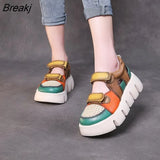 Women Sandals 2022 Summer Hollow Breathable Shoes 100% Genuine Leather Wedges Platform Casual Sneakers Sandals