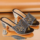 Breakj Slippers Women's 2025 Summer New Wear Hollow Fashion Casual Shoes And Diamonds Fashion Cold