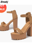 Heels Sandals For Women 2023 Summer Buckle Strap Thick Heels Sandals Simply Casual Comfort Walking Green Heels
