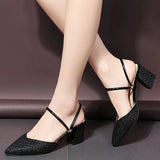 Breakj Women Summer 2023 New Fairy Style Dress Coarse Heel Half-Bag Head Small High Heel Two Women's