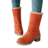 Breakj Large-Size Boots Children Coarse And Lamb Hairy Cotton Snow Boots Two Wearing Warm Women's