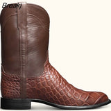 Men's Boots Men West Cowboy Boots High Tube Retro Crocodile Pattern Men Footwear Large size EUR 38-48 designer ankle