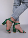 Women Fashion Open Toe Suede Leather High Platform Chunky Heel Sandals Orange Pink Red Thick High Heel Sandals