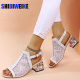 High Heel Shoes Women's Summer Style Sandals 5CM PUMPS Fashion Bling Ladies Open Toe Party Shoes