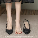 Summer Pointed Toe High Heels Women Sandals Shoes Stilettos Sexy Slingback Designer Shallow Mules Dress Zapatos Mujer