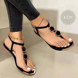 and The United States Large Size Flat Casual Sandals Women 2024 Summer New Line Buckle Clip Toe Roman Women