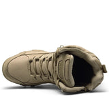 Military Boots Men's Outdoor Leather Tactical Boots Men's Work Safety Shoes Alpine Leisure Hiking Shoes Platform