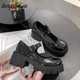 Spring Platform Leather Shoes Women Flats Casual Oxford Loafers Thick Bottom Ladies Wedge Lolita Shoes Mary Jane