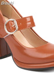 Heels Mary Jeans Pumps 2023 Summer Fashion Ankle Buckle round Toe Women Pumps Elegant Comfy Walking Pumps Plus Size