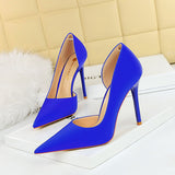 Breakj Korean Version Of Fashion Simple Pedicure Show Thin Heel Ultra High Heel Shallow Mouth Tip Side Hollow Out Single Shoes Women's High