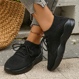 Spring Women's Knitted Breathable Sneakers Lightweight Non Slip Sports Tennis Shoes for Women Comfy Lace Up Casual